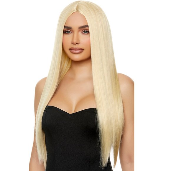 Long Blonde Straight Wig with Center Part Unisex - Picture 3 of 5